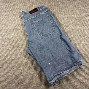 FUBU Shorts Mens 38 Denim Blue Embroidered Baggy Y2K Hip Hop Jean Shorts